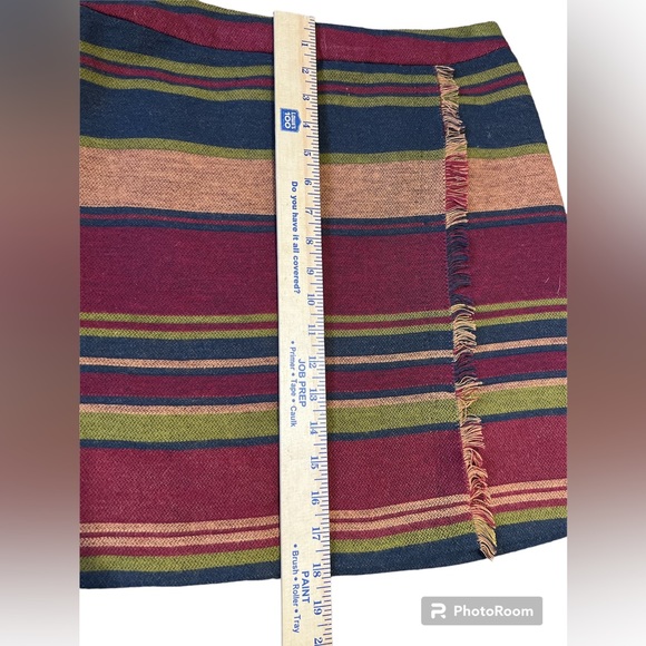 Womens multi colored mini skirt Size 6 Western Aztec Fringe Fully lined - Picture 7 of 13
